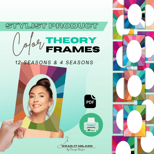 12 Seasonal Color Analysis Frames for Consultations - wearitmilano
 Printable color analysis frames for 12 and 4 seasonal color palettes, designed for stylists.
