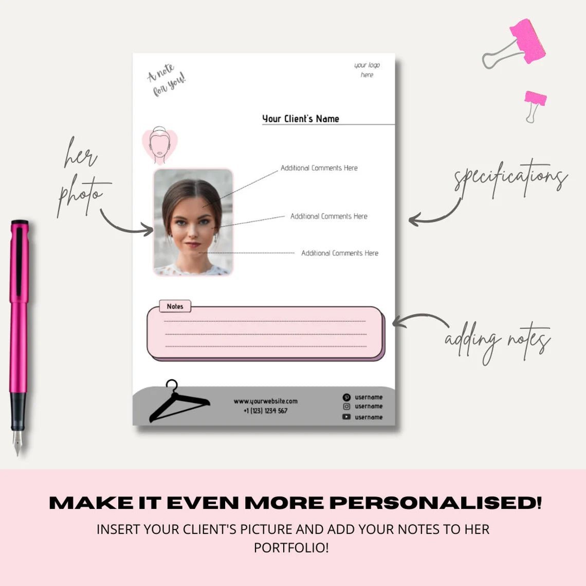 Women's Face Shape Analysis Portfolio Bundle (Editable Version) - wearitmilano