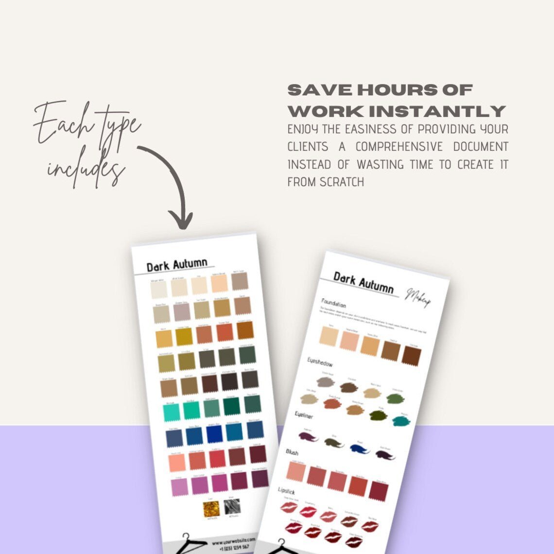 AUTUMN - Seasonal Color Analysis Color Palettes with Makeup Recommendations - wearitmilano
Downloadable digital color palettes
