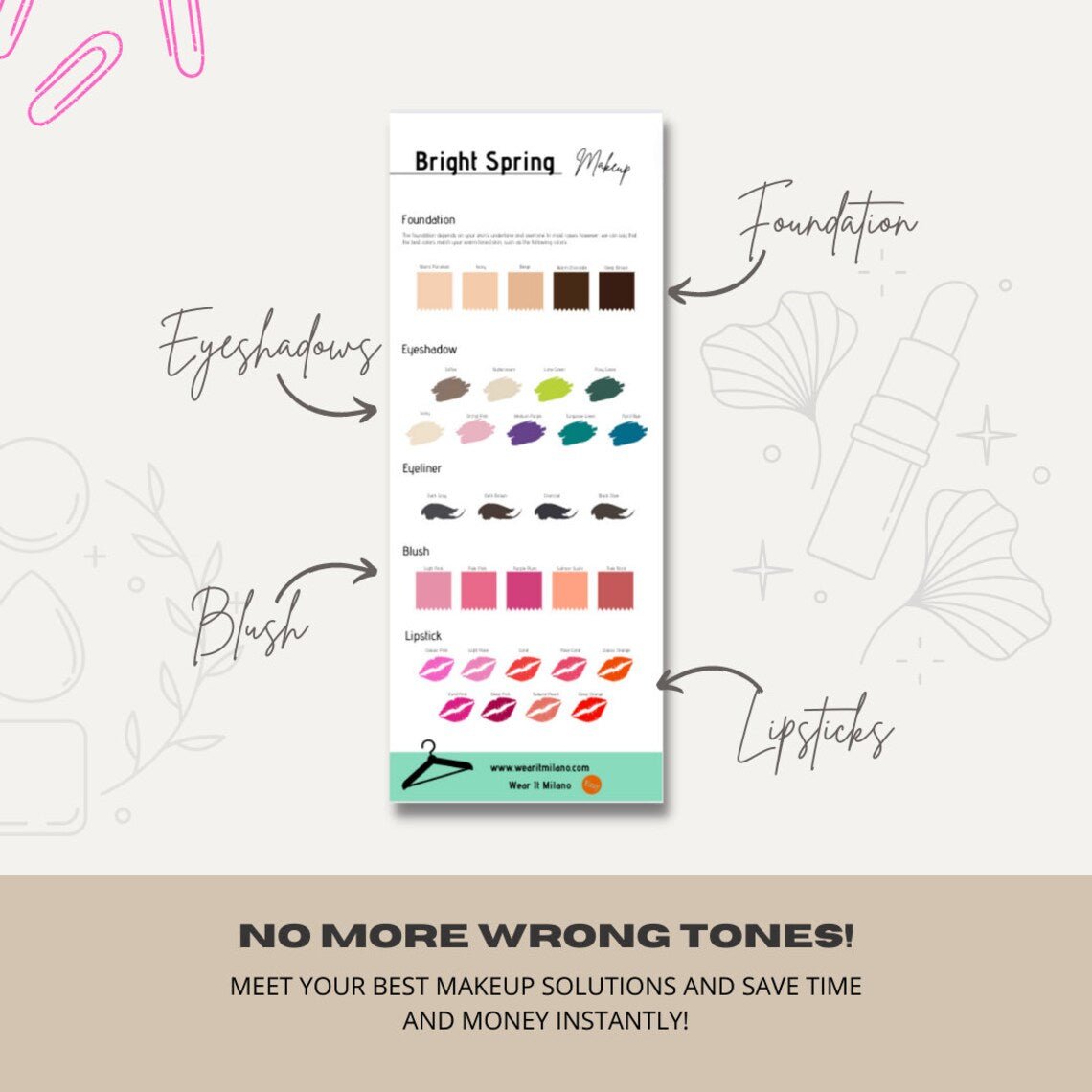 BRIGHT SPRING Color and Makeup Palette - wearitmilano