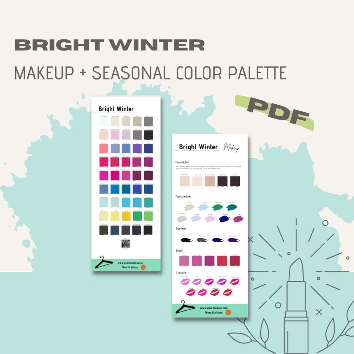 BRIGHT WINTER Color and Makeup Palette - wearitmilano