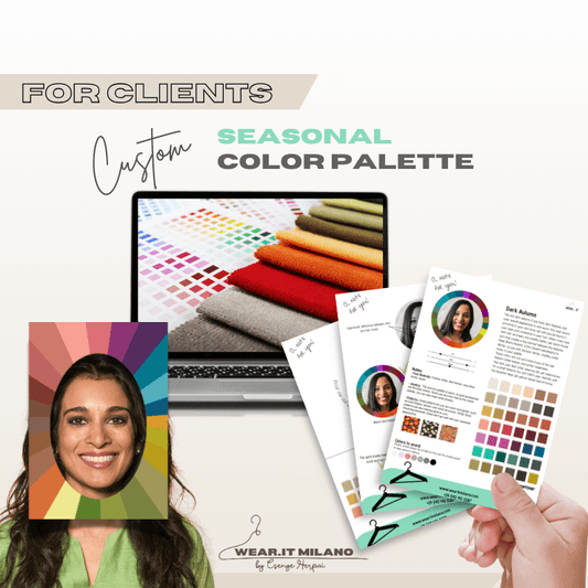 Custom Seasonal Color Palette - wearitmilano 
Personalized seasonal color palette to enhance your style with expertly curated shades.

