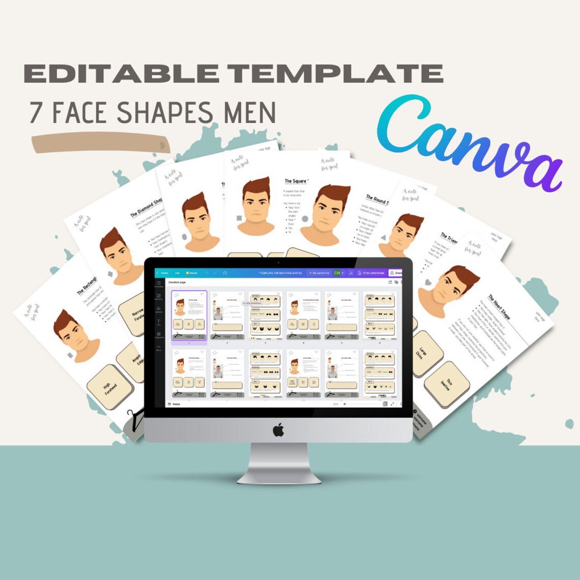 Men's Face Shape Portfolio Bundle (Editable Version) - wearitmilano