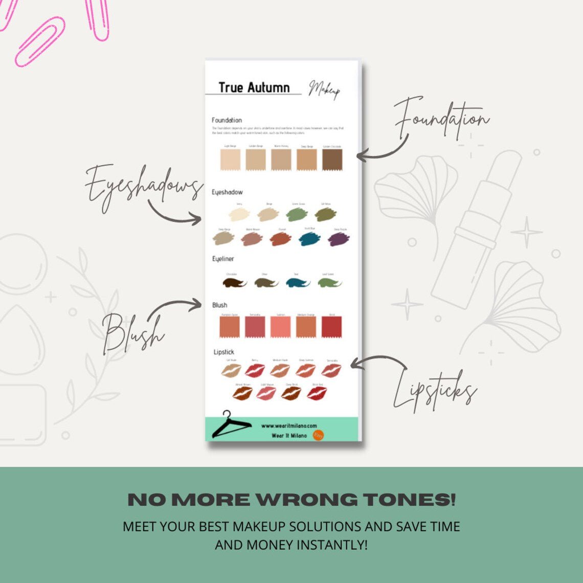 TRUE AUTUMN Color and Makeup Palette - wearitmilano