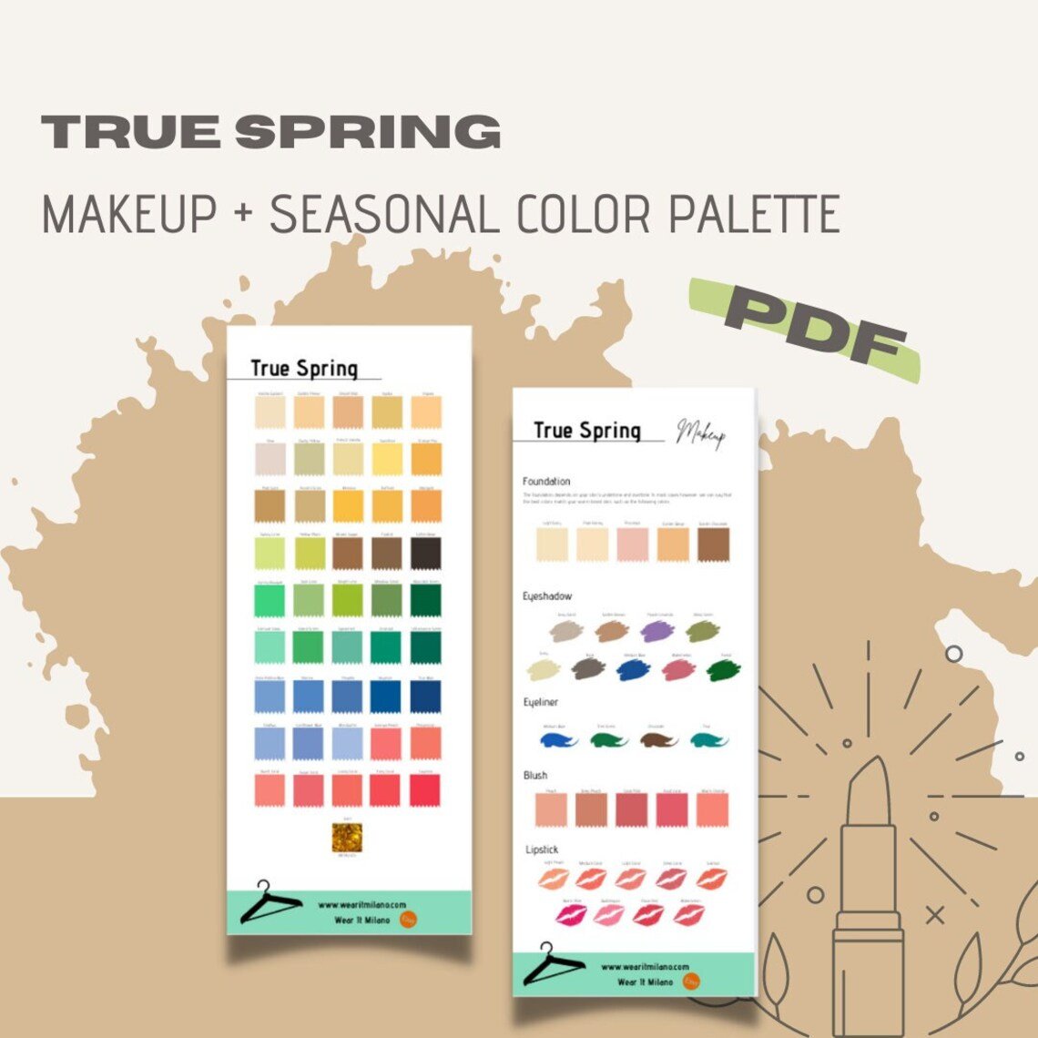 TRUE WARM SPRING Color and Makeup Palette - wearitmilano