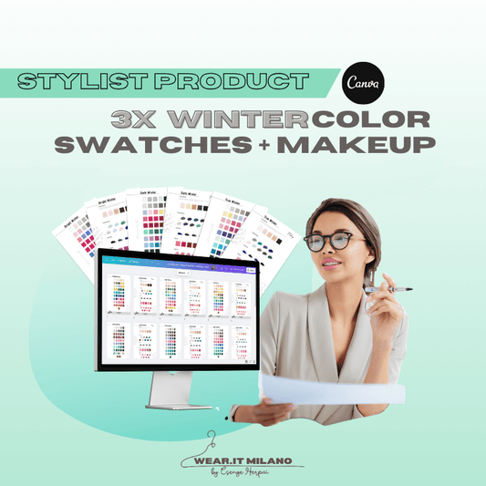 WINTER - Seasonal Color Analysis Color Palettes with Makeup Recommendations - wearitmilano
Customizable stylist tool for Winter season color matching and makeup guidance.