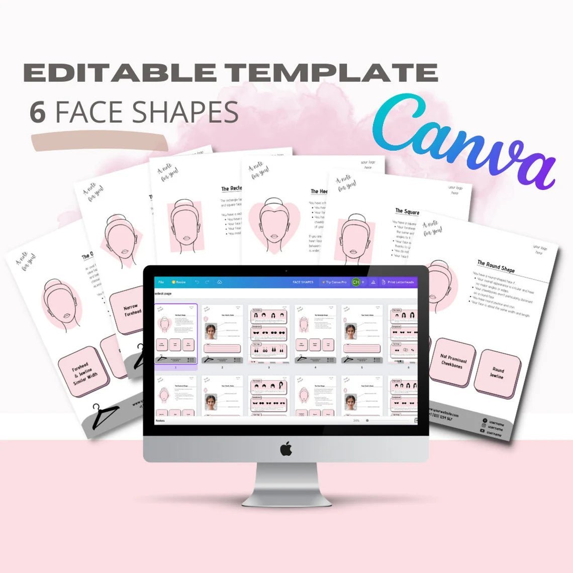 Women's Face Shape Analysis Portfolio Bundle (Editable Version) - wearitmilano